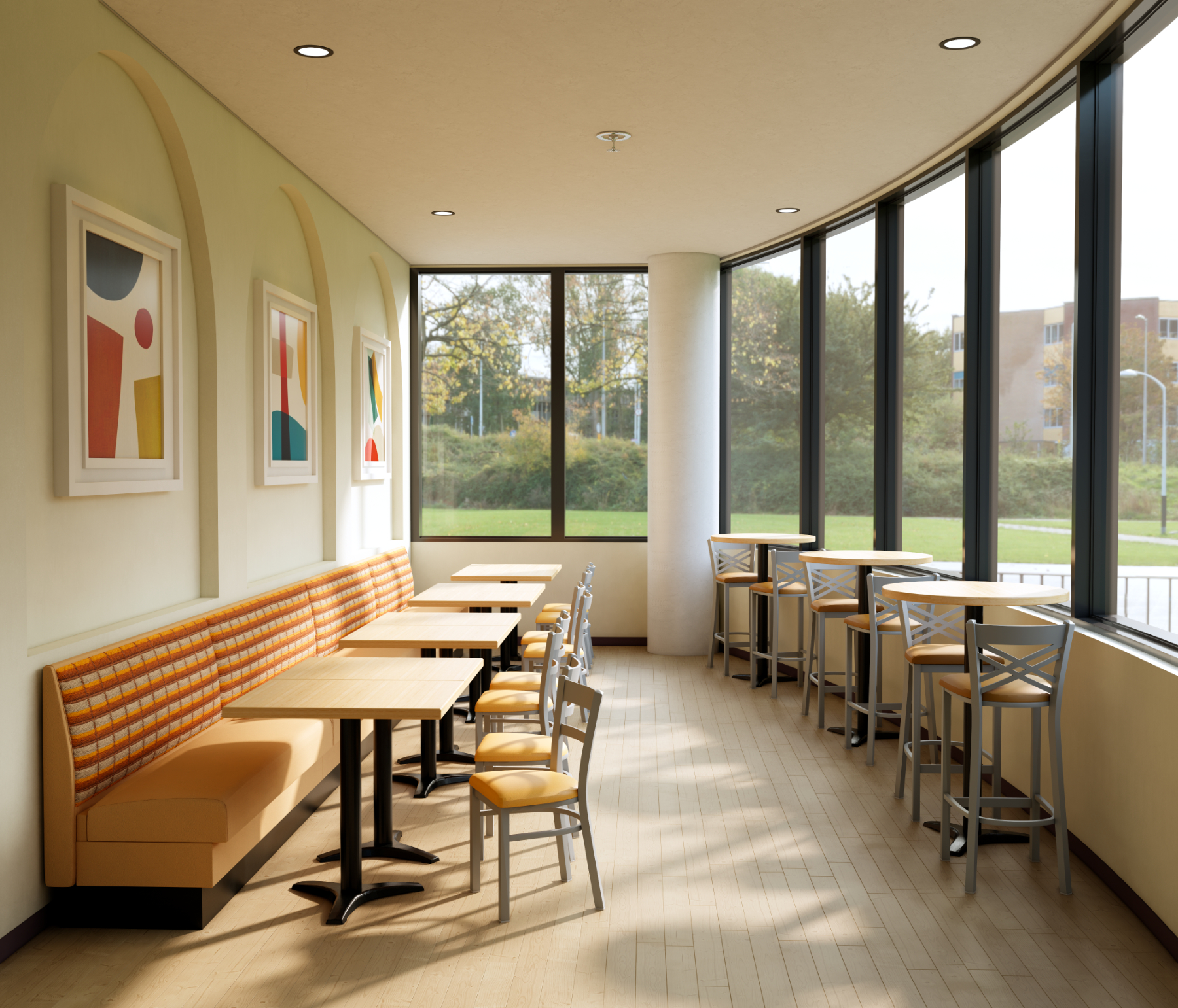 Mercury Wall Bench in Corporate Cafe