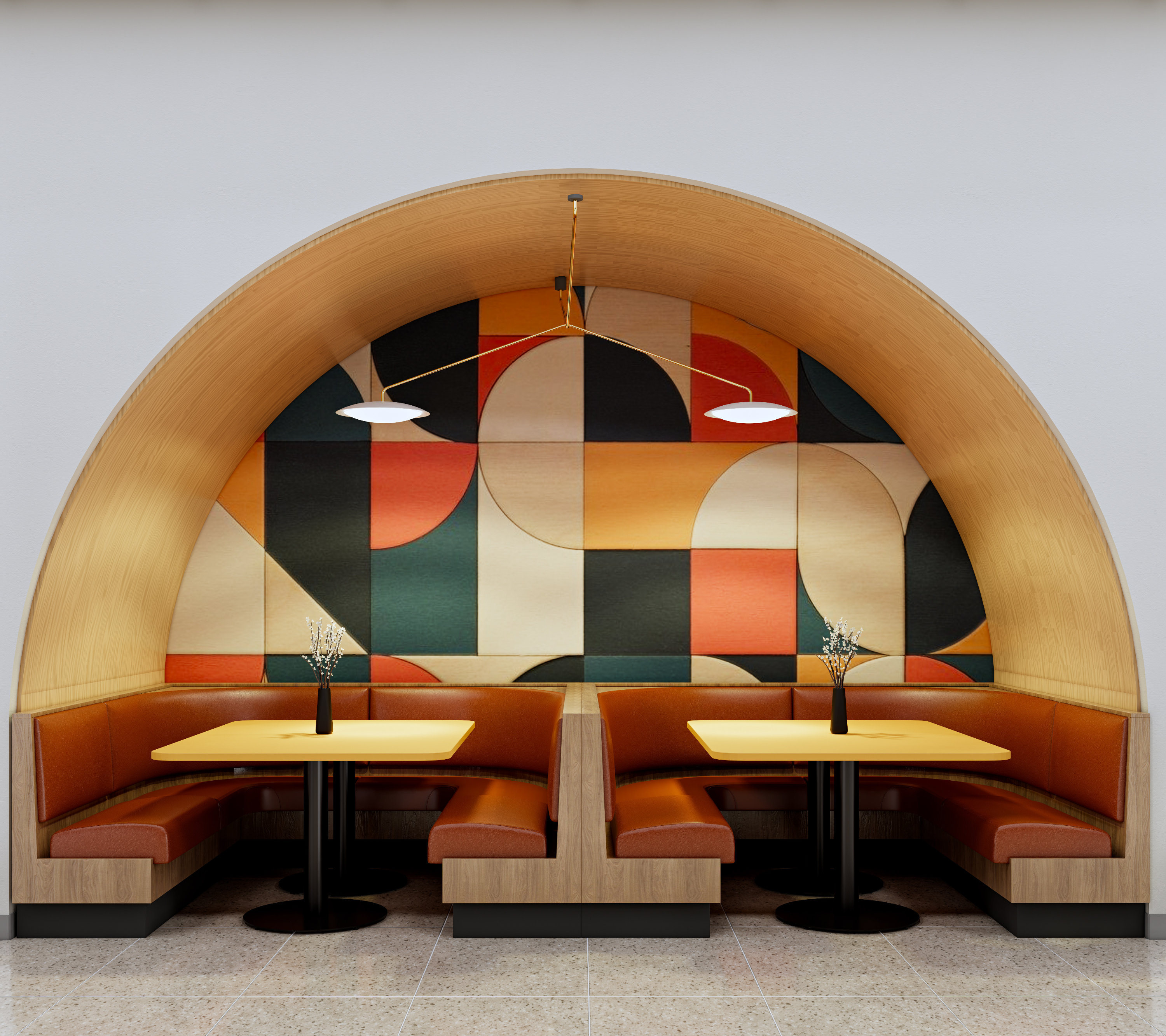 U-Shaped Jupiter Booths, to fit in arched nook