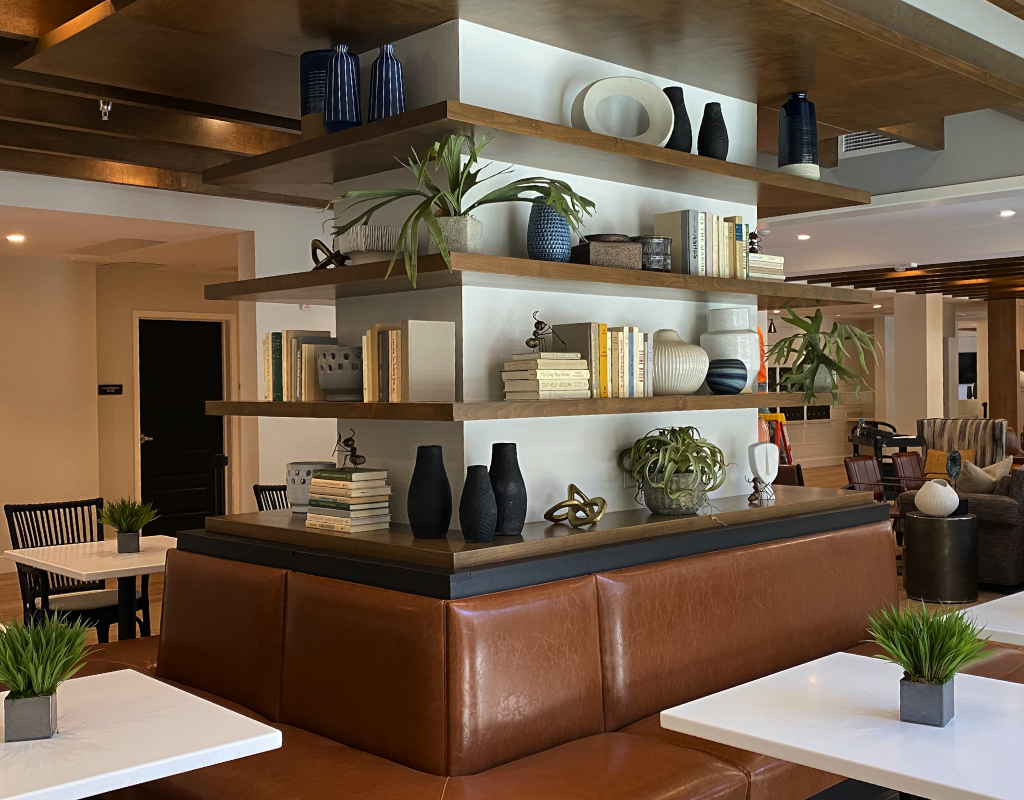 Wrap a stylish, styled column covered in shelving