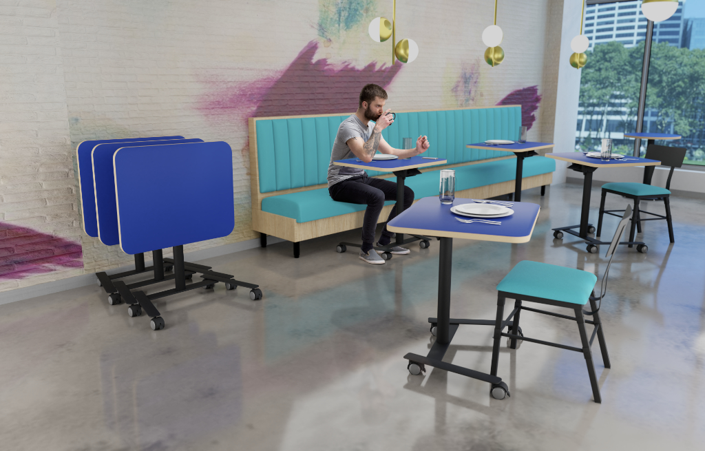 Designate a clean table zone, so people can grab, use, and return to a dirty table zone for sanitizing