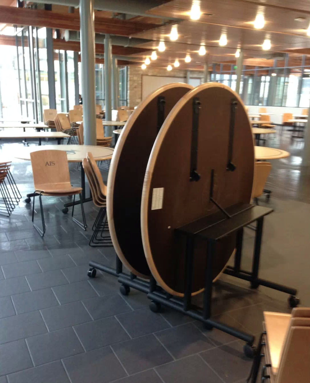 Black Wrinkle with Dual Columns, Casters, Nester Kit & Flip Mechanism for 60 inch Table Top: Agnes Irwin School